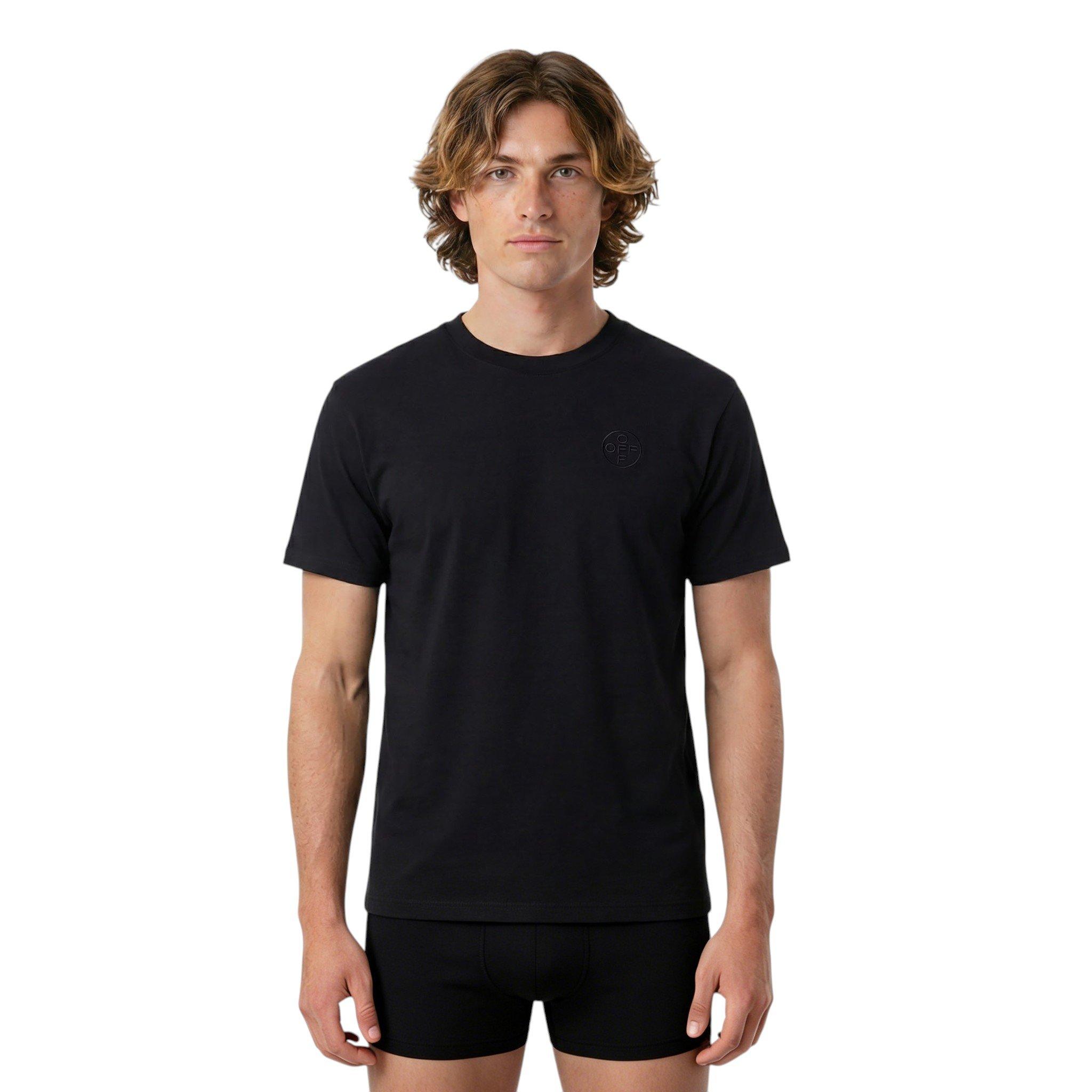 L/AB c/o Off-White Men's Chest Logo Slim Crew Undershirt (3 Pack) - Black - BLACK